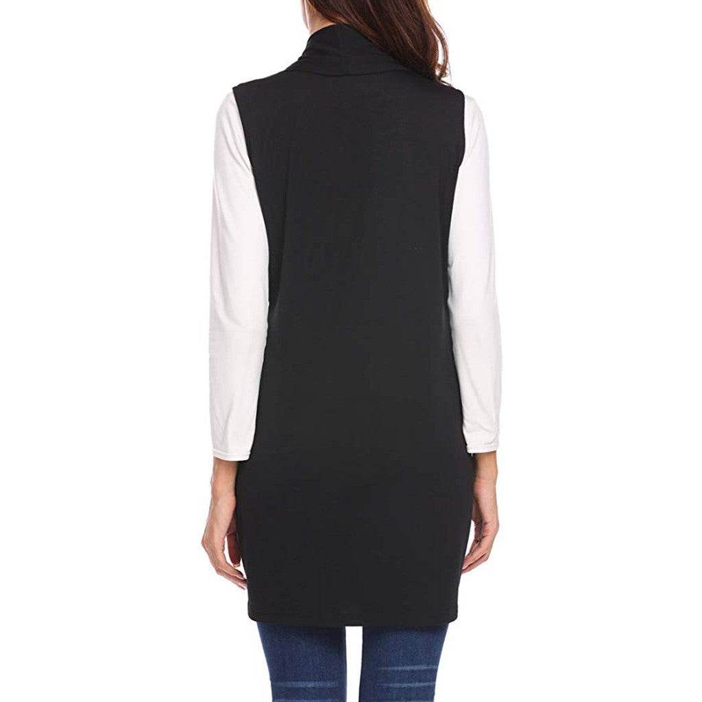 Sleeveless Shawl Vest Vest Plus Size Top - Mubimart