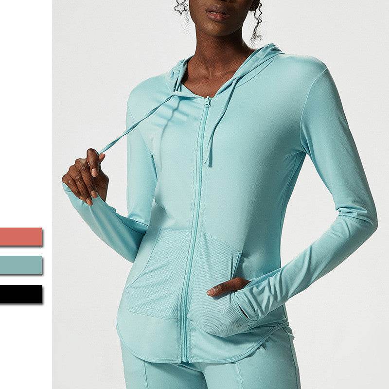 Women's Thin Sports Long-sleeved Workout Clothes Top - Mubimart