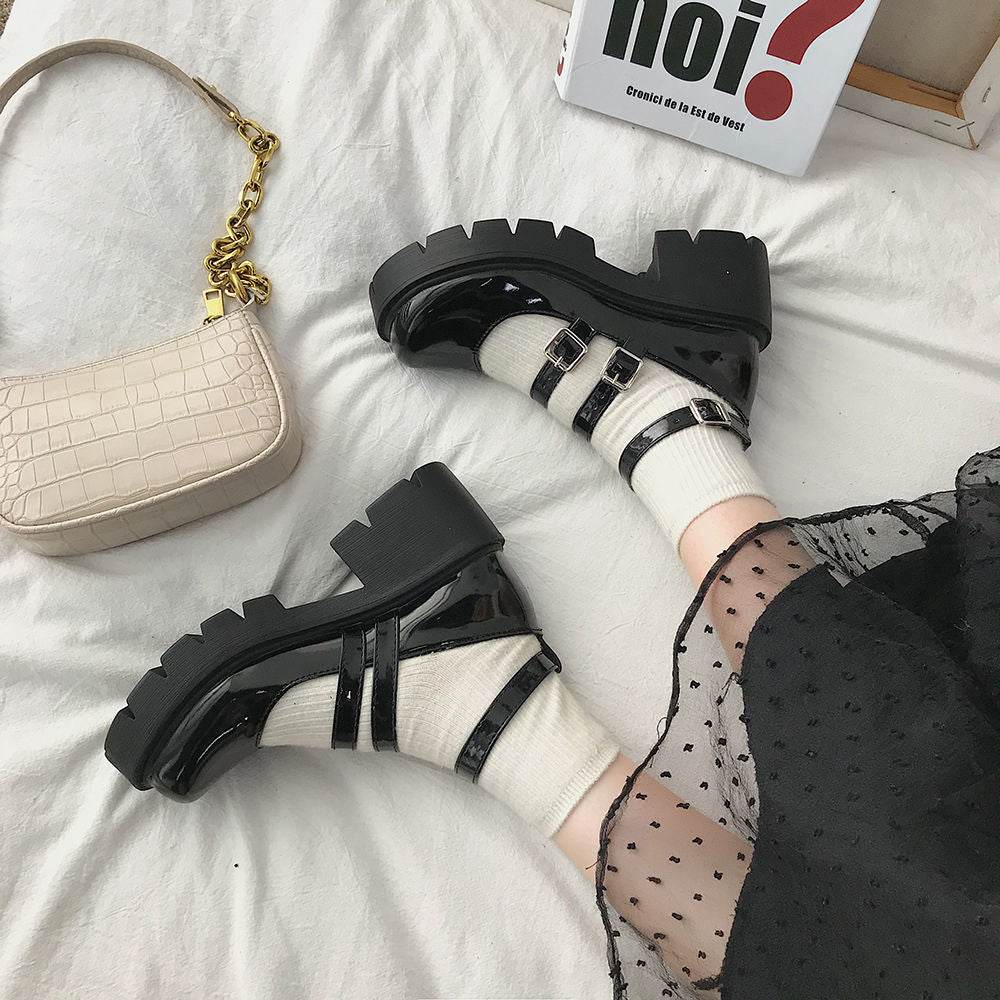 Women's Retro Japanese Hepburn Mary Jane Shoes - Mubimart