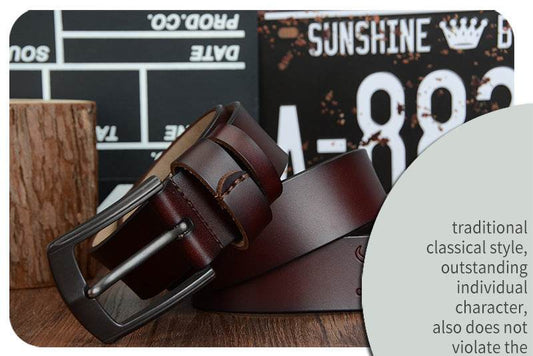 Dynamic buckle leather belt belt - Mubimart