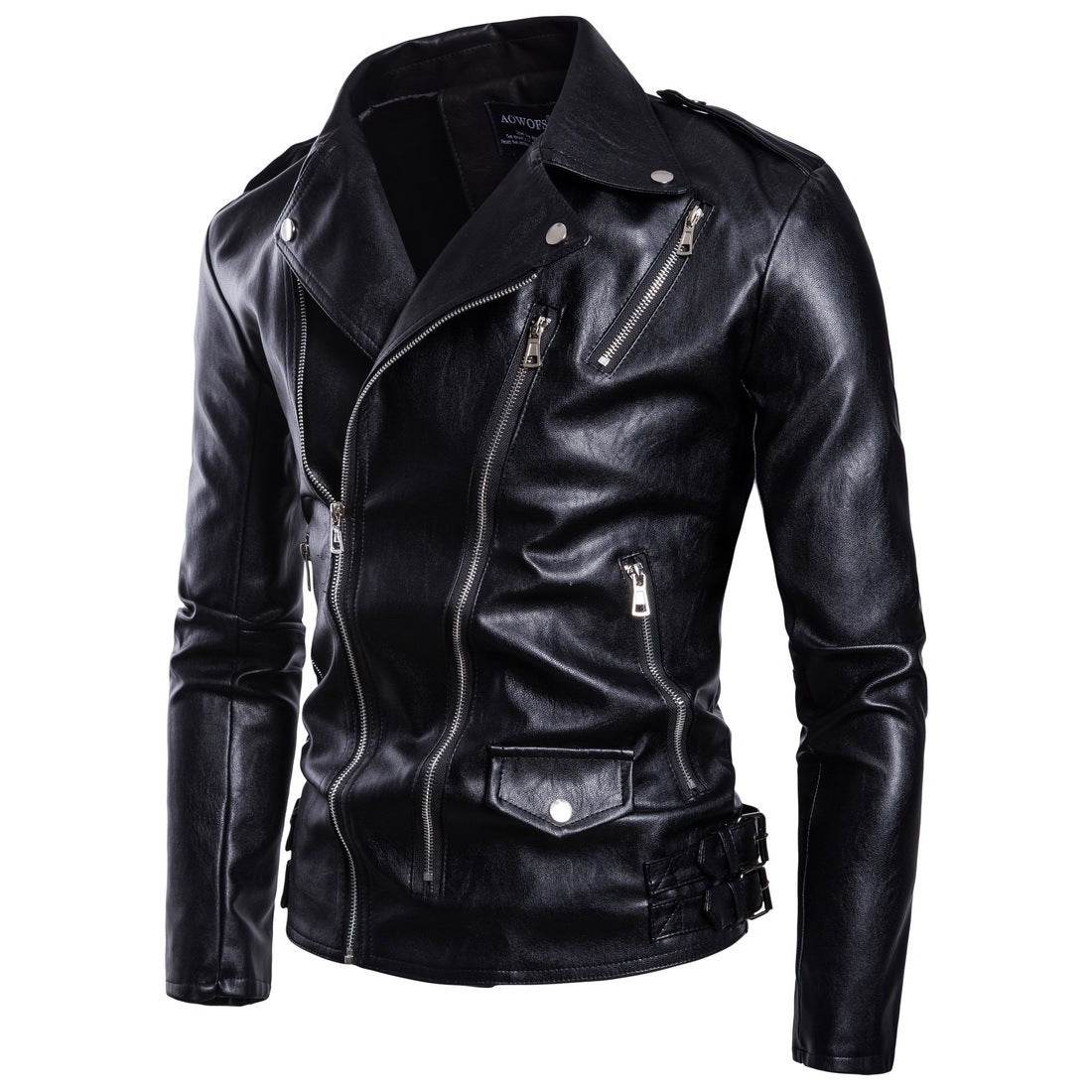 Multi-zip leather jacket jacket - Mubimart