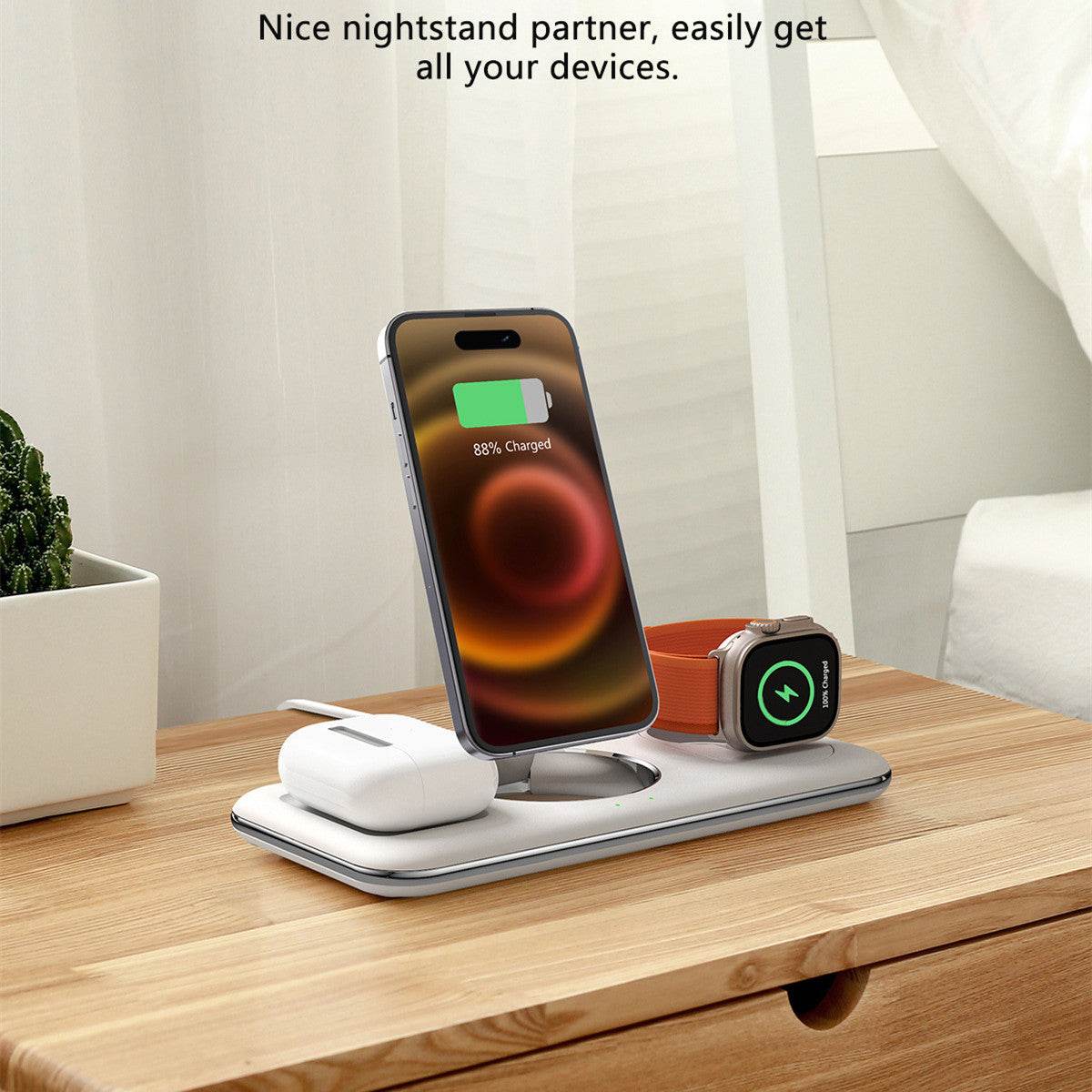 Folding Magnetic Wireless Charger Charger Desktop Bracket - Mubimart