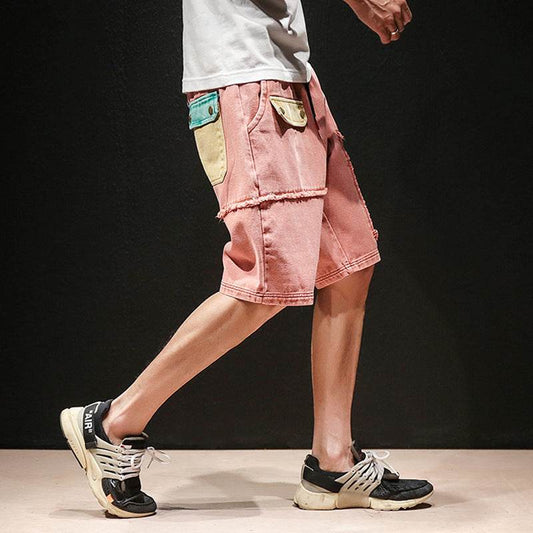 Contrast Oversized Cargo Shorts - Mubimart