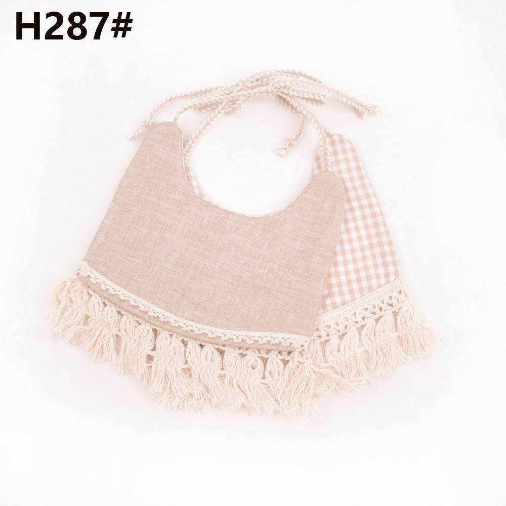 Cotton and linen two-layer saliva towel bib bib - Mubimart