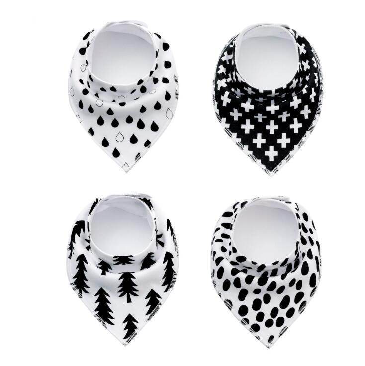 4pcs Lot Bibs Burp Cloth Print Arrow Wave Triangle Baby Bibs Cotton Bandana Accessories - Mubimart