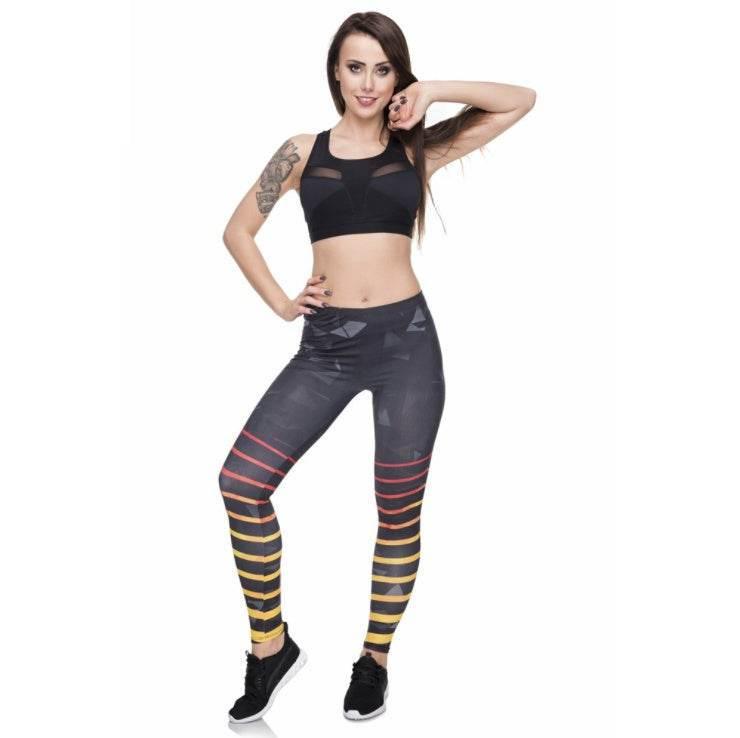 Striped printed Capris Yoga Leggings - Mubimart