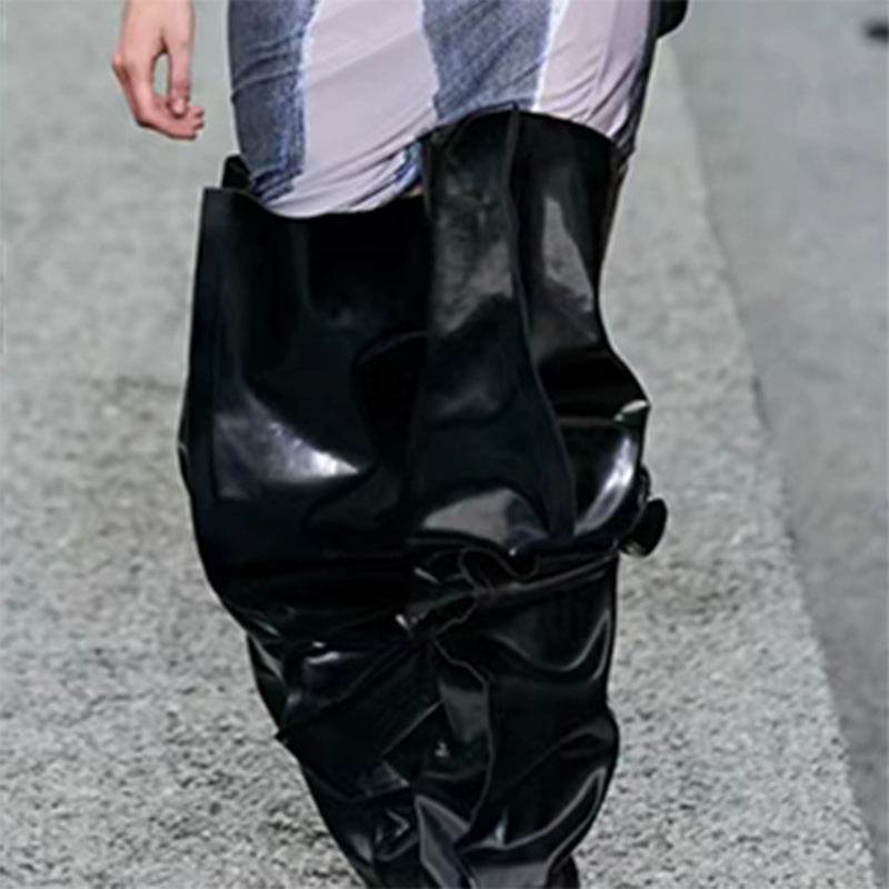 Women's Zipper Pleated Over The Knee Boots - Mubimart