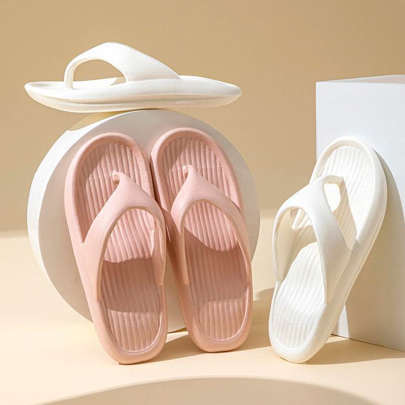 Solid Color Striped Texture Flip-Flops Slippers For Women Men Non-slip Wear-resistant House Shoes Summer Outdoor Beach Shoes Couple - Mubimart