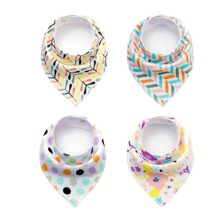 4pcs Lot Bibs Burp Cloth Print Arrow Wave Triangle Baby Bibs Cotton Bandana Accessories - Mubimart