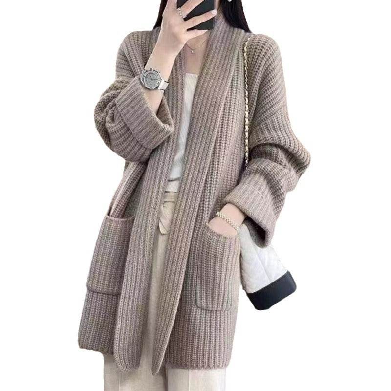 Plus Size Women's Sweater Cardigan Mid-length - Mubimart