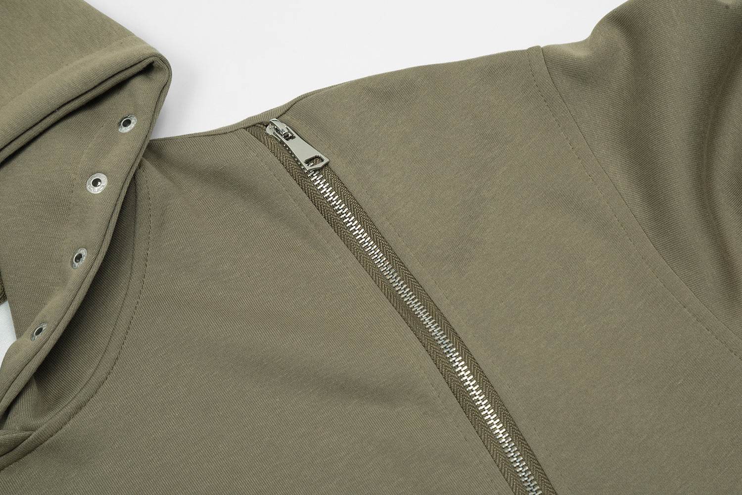 Vintage Street Solid Double Zipper Hoodie - Mubimart