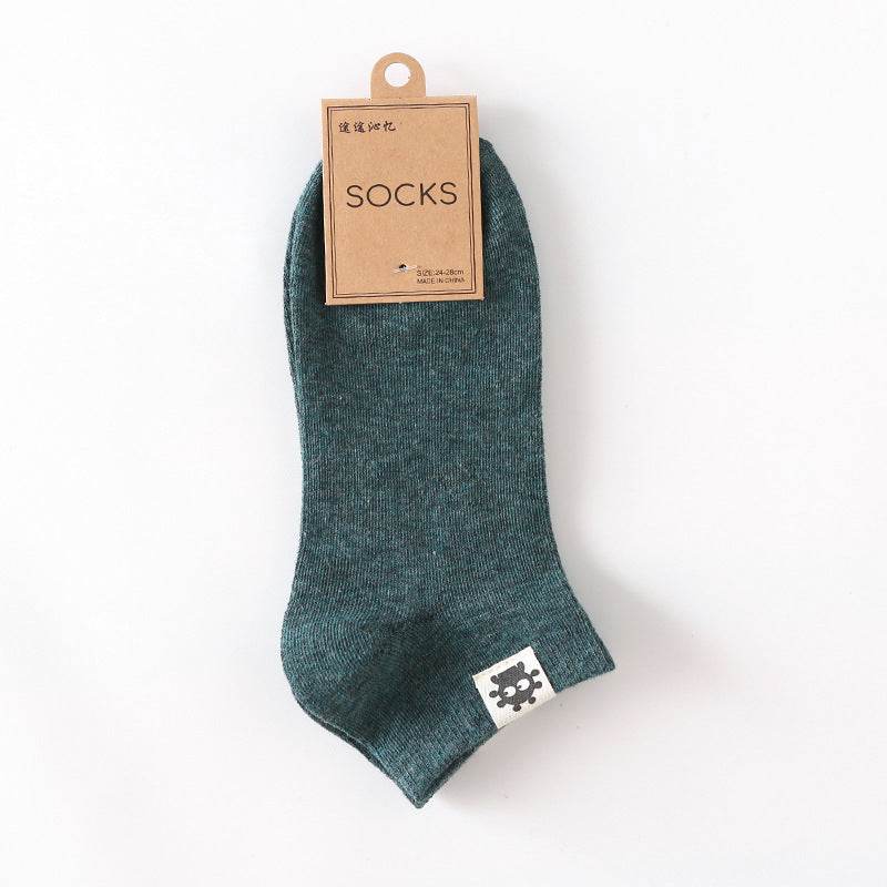 Retro Solid Color Low Waist Shallow Mouth Socks - Mubimart