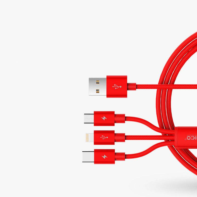 Three-in-one Data Cable Mobile Phone Universal Charging Cable - Mubimart