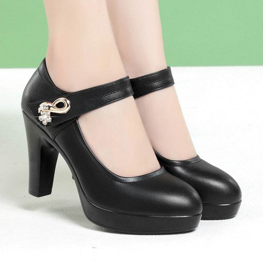 Women's Stylish Platform Chunky Heel High Heels - Mubimart