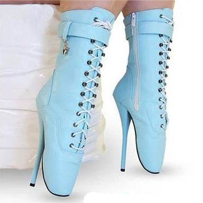 18cm Ballet Stiletto Heels Lace-up Ankle Boots Large Size - Mubimart