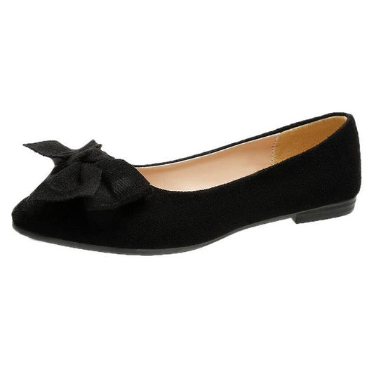 Big Bow Flat Shoes Pointed-toe Low-heeled Shoes Women Fashion Casual Breathable Slip On Flats - Mubimart