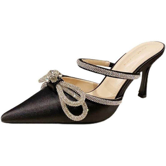 One-word Toe Stiletto High-heeled Mules Sandals - Mubimart