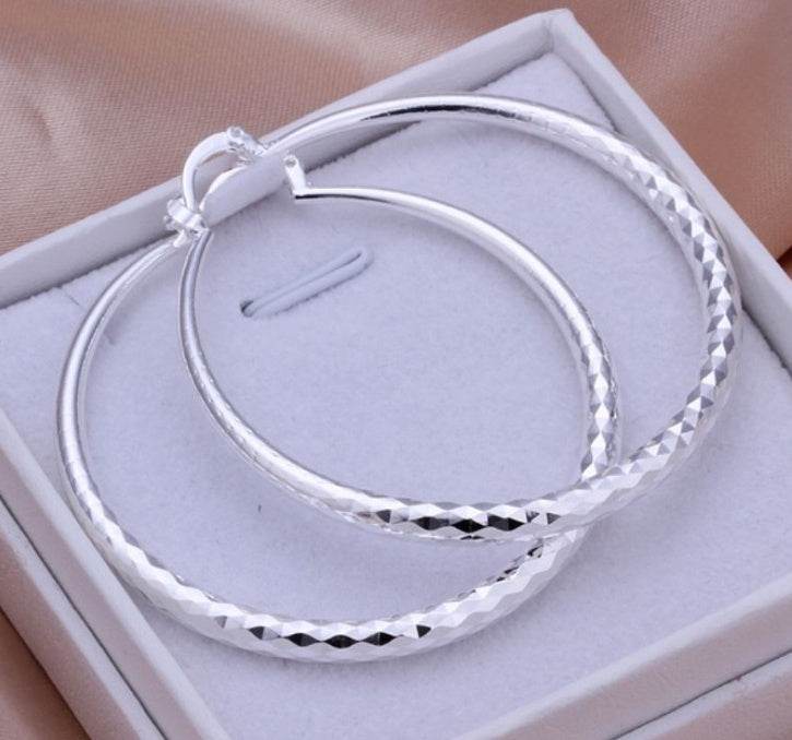 925 Silver Exaggerated Large Hoop Earrings Hoop Earrings - Mubimart