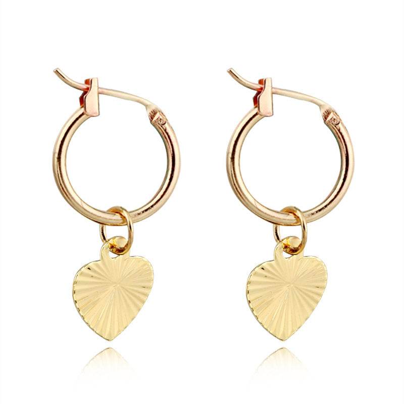 Funny Smile Face Hoop Earrings Pendant For Women Gold Alloy Geometric Carving Earring Jewelry - Mubimart