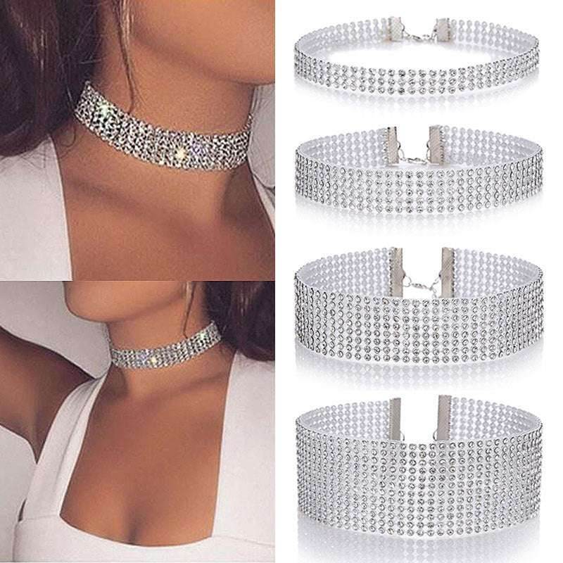 Fashion Women Full Crystal Rhinestone Choker Necklace Wedding Jewelry Chokers Necklaces For Women - Mubimart