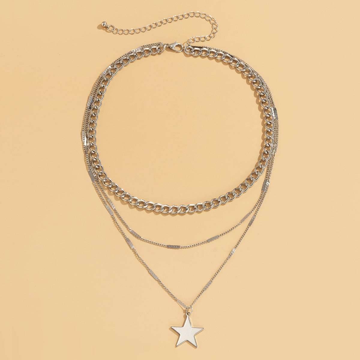Simple Metal Chain Combination Necklace Women - Mubimart