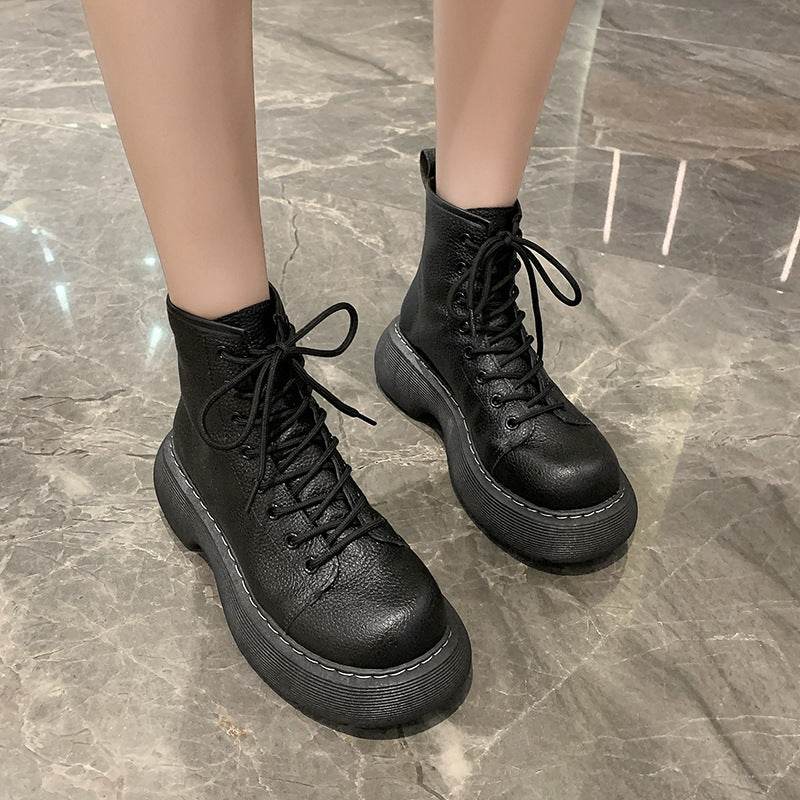 Fashion Lace-up Ankle Boots Women Thin Skinny Boots - Mubimart