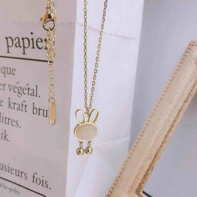 Clavicle Chain Opal Rabbit Necklace Women - Mubimart