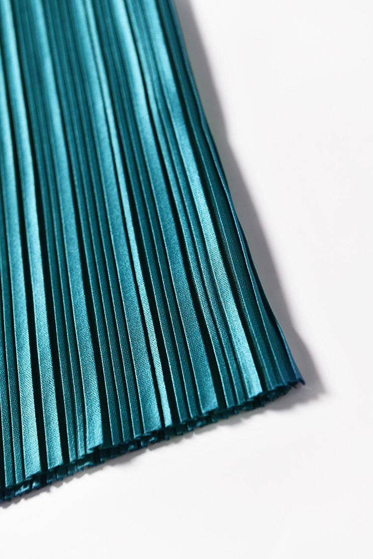 Vintage Inspired Pleated Midi Dress - Mubimart