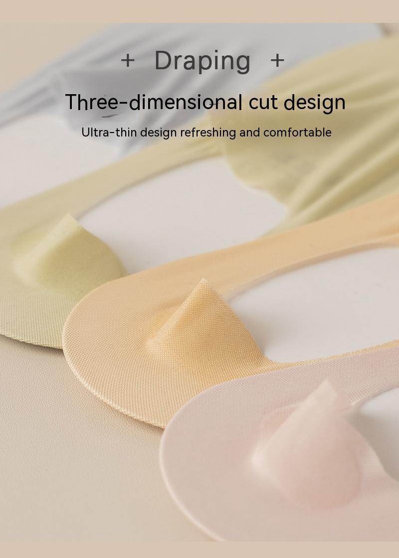 Thin Solid Color Bottom Super Low Cut Invisible Socks - Mubimart