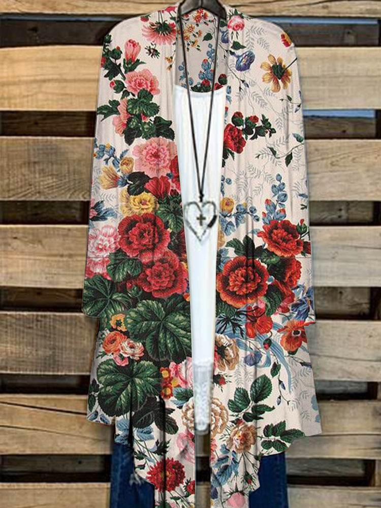 Simple Cardigan Plus Size Women's Printed Coat Top - Mubimart