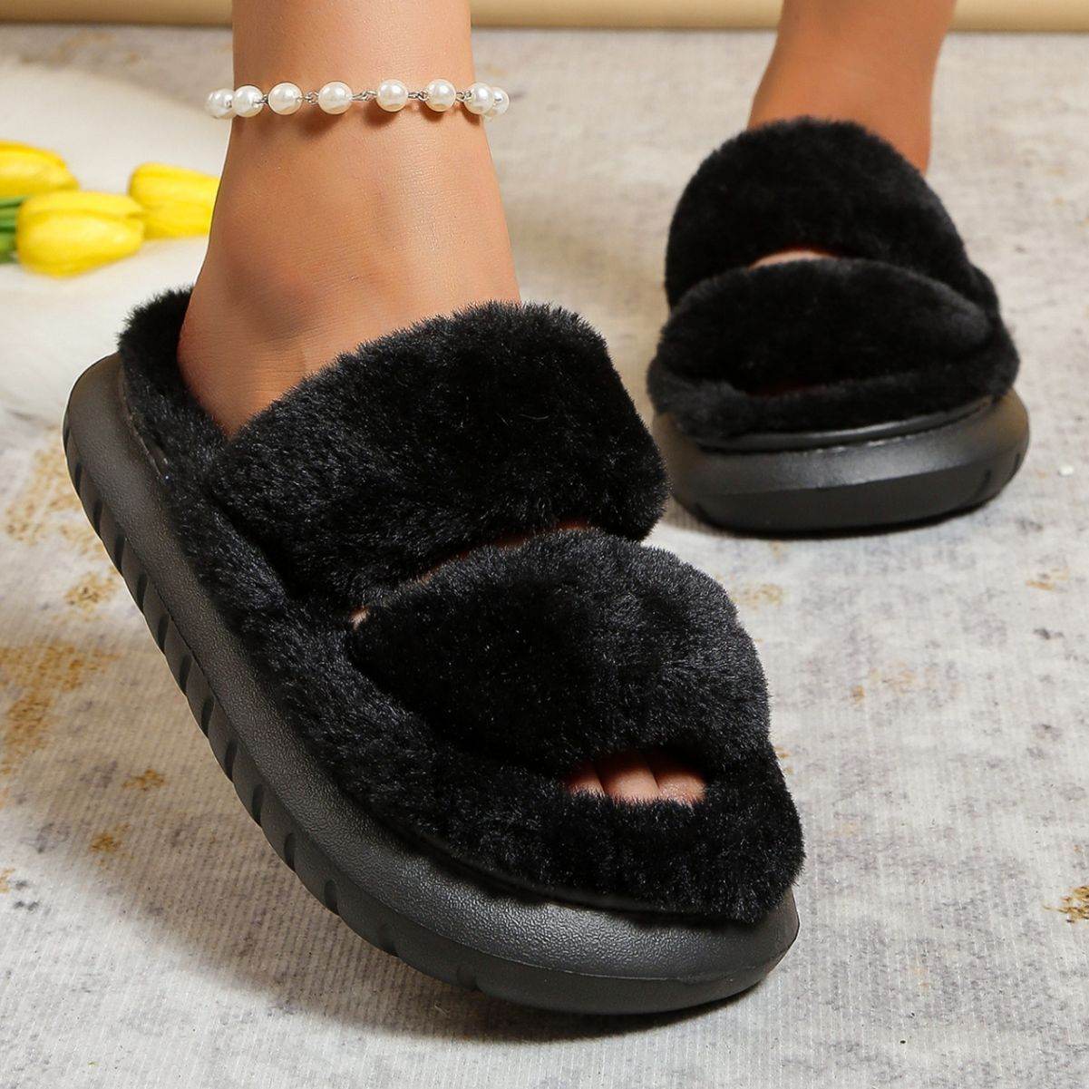 Thick Bottom Home Cotton Slippers Women - Mubimart
