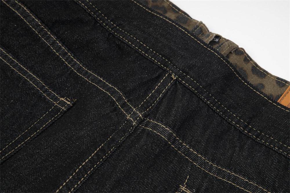 Stitching Straight Jeans For Men And Women - Mubimart