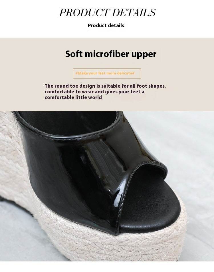 Women's Fashion Super High Wedge Platform Platform Platform Ankle-strap Open Toe High Heels - Mubimart