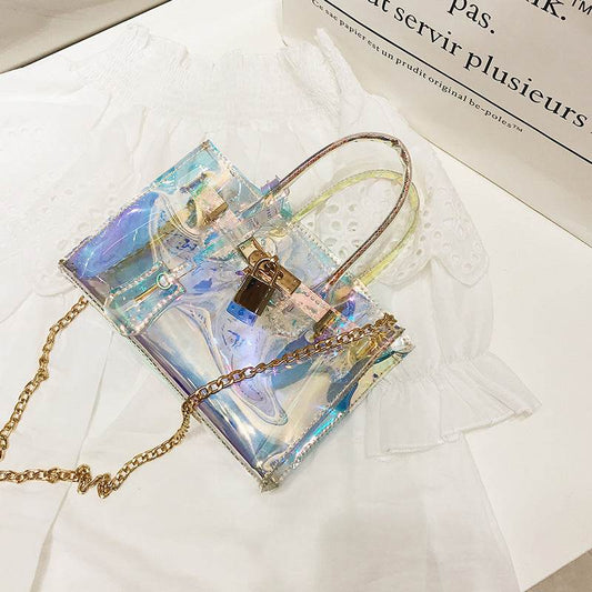 Transparent beach platinum bag - Mubimart