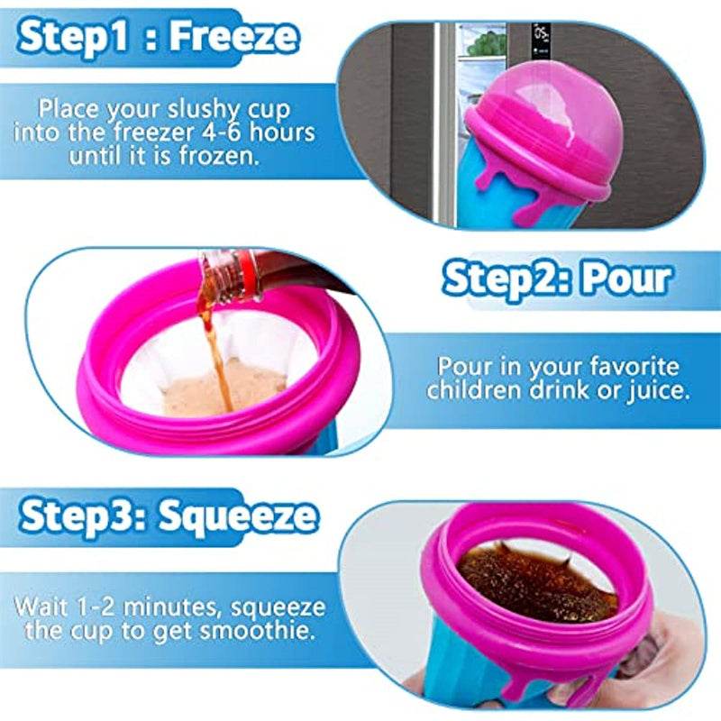 500ml Large Capacity Slushy Cup Summer Squeeze Homemade Juice Water Bottle Quick-Frozen Smoothie Sand Cup Pinch Fast Cooling Magic Ice Cream Slushy Maker Beker Kitchen Gadgets - Mubimart