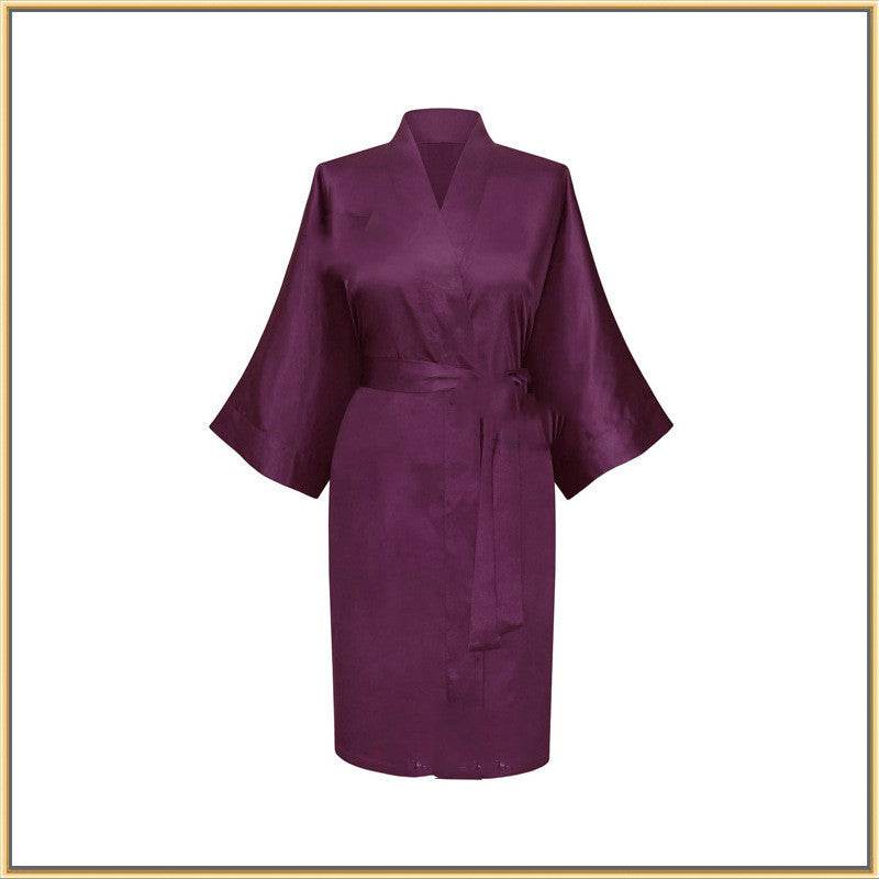 Elastic Imitation Silk Pajamas Solid Color Female Nightgown Elastic Plain Short Nightgown - Mubimart