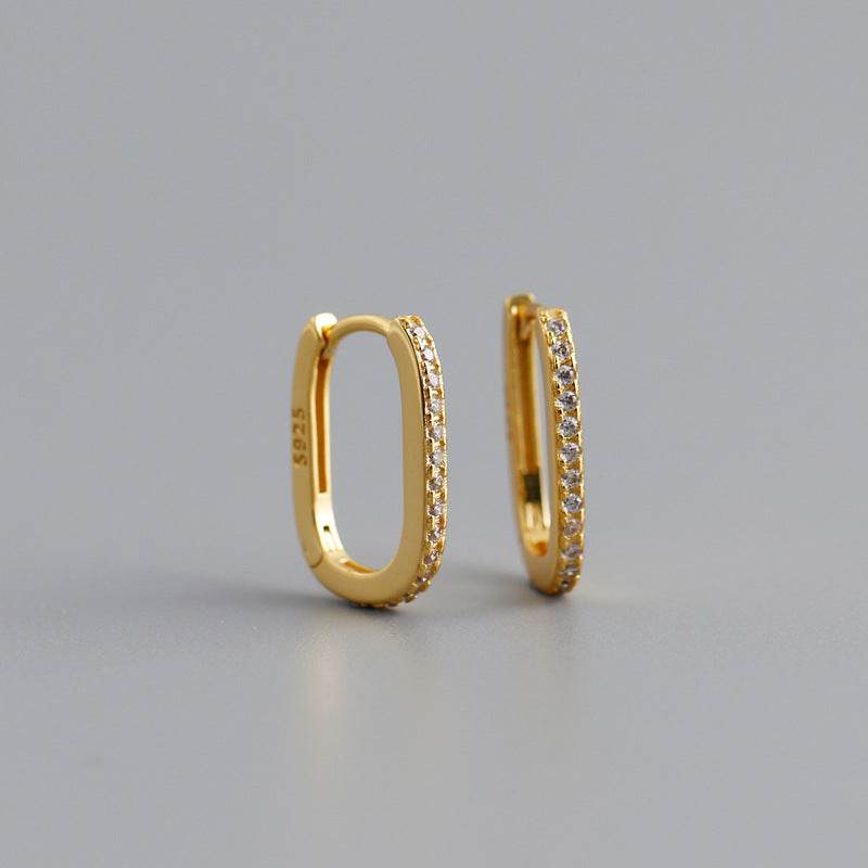 Sterling silver hoop ear buckle earrings women custom - Mubimart