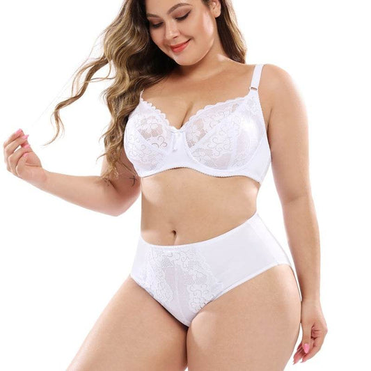 Lace plus size bra set - Mubimart
