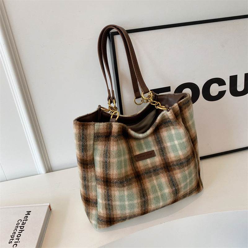 Fashion Personality Plaid Tote Bag For Women - Mubimart