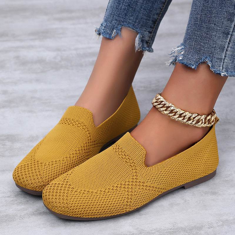 Flyknit Shoes Casual Flat Shoes Women - Mubimart