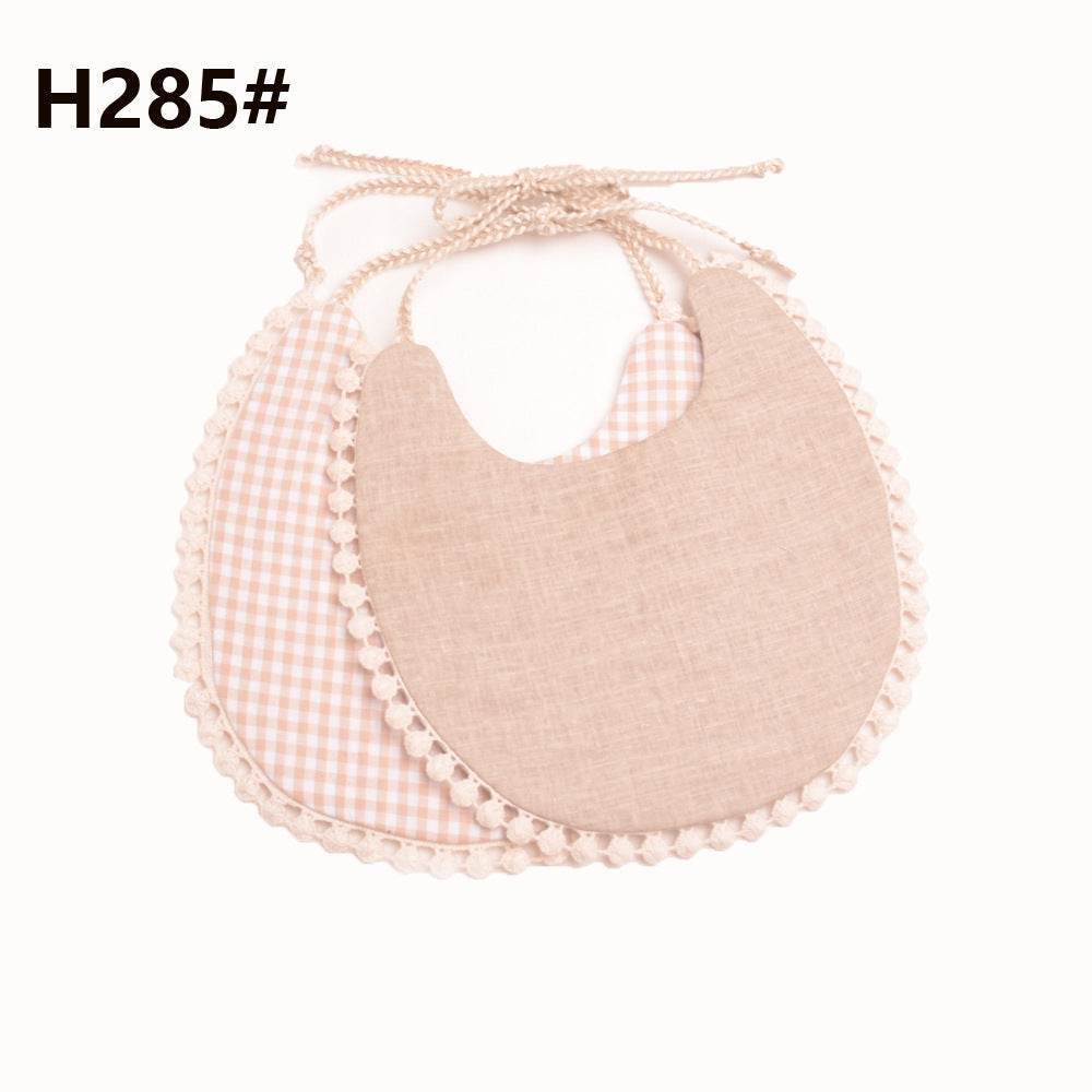 Cotton and linen two-layer saliva towel bib bib - Mubimart