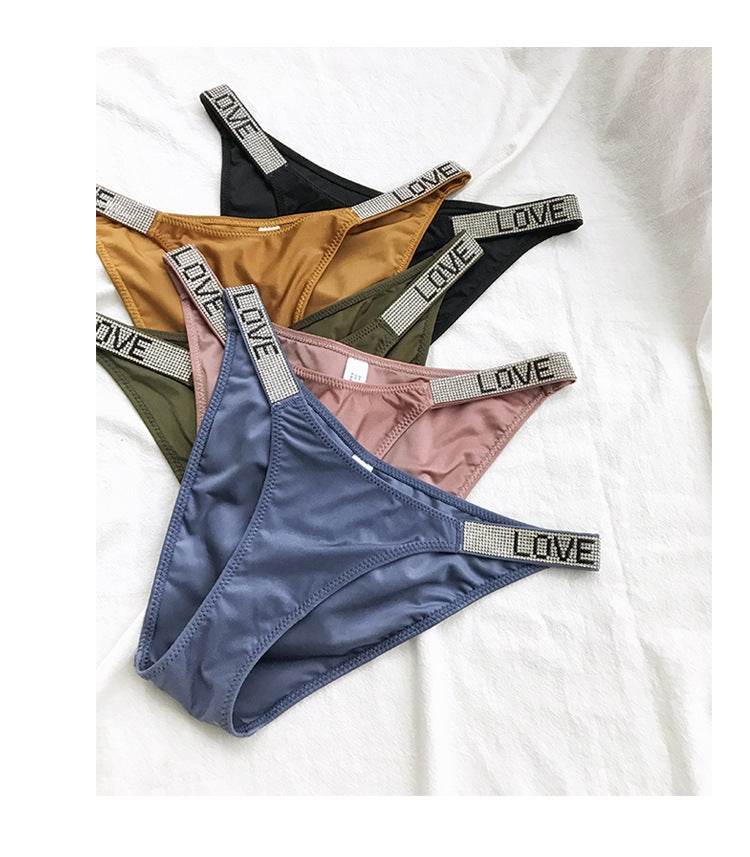 Rhinestone European And American Fitness Sports Hip Lifting Briefs Low Waist Comfort Fashion Hip Underwear For Women - Mubimart