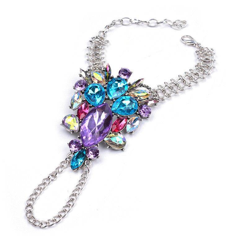 Alloy Inlaid Gemstone Bracelet Exaggerated Punk Personality Bracelet - Mubimart