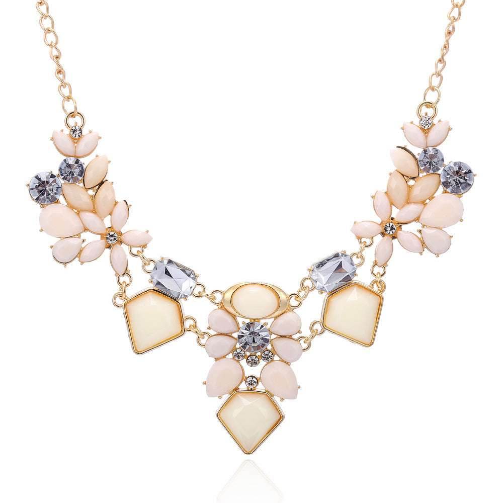 New Arrival Resin Fashion Colorful Cute Charm Gem Flower Choker Necklaces & Pendants Fashion Jewelry Woman Gift Summer style - Mubimart