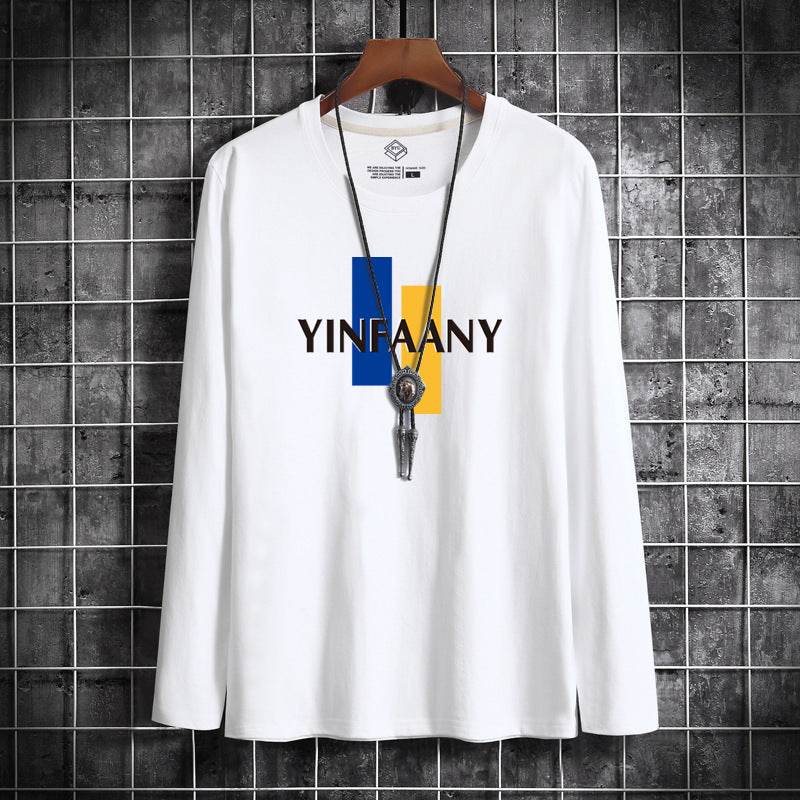 Loose round neck young men's top and bottoming shirt - Mubimart