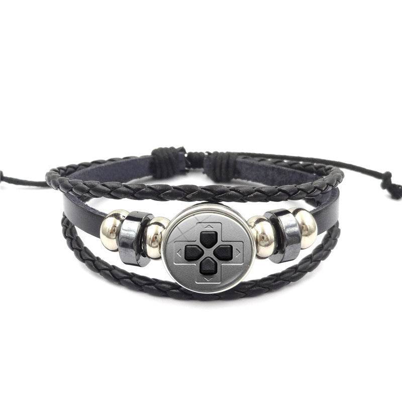 Game Controller Snap Leather Bracelet Men And Women Fashion Personalized Bracelet Handmade Multi-layer Beaded Weave Carrying Strap - Mubimart