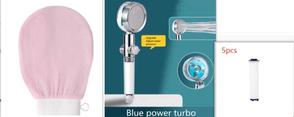 Shower Head Water Saving Flow 360 Degrees Rotating With Small Fan ABS Rain High Pressure Spray Nozzle Bathroom Accessories - Mubimart