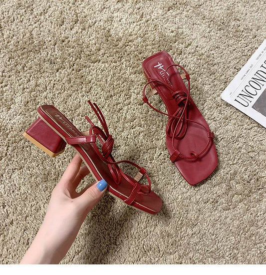 Block heel strappy sandals - Mubimart