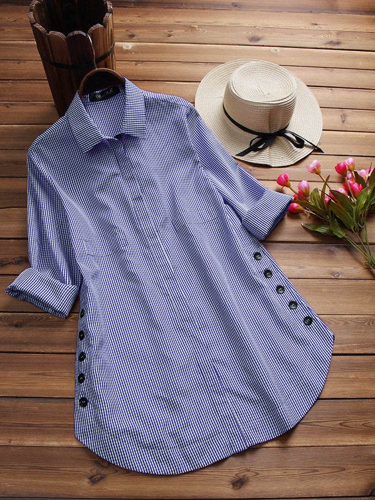 Long-sleeved shirt dress - Mubimart