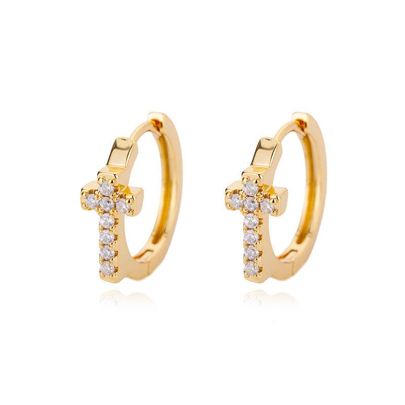 Aesthetic Stainless Steel Hoop Earrings For Women Gold Color - Mubimart